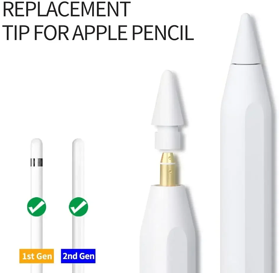 Replacement Pencil Tips for Apple Pencil 1st 2nd Generation iPencil Smooth Spare Nibs for iPad Pro Pencil 1/2 Stylus Fine Nib