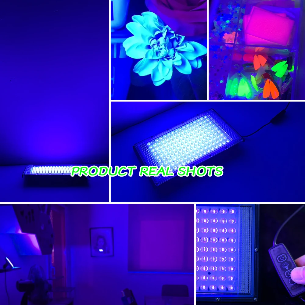 LED UV USB Floodlight 50W 100W 150W USB LED Blacklight กันน้ํา 220V อัลตราไวโอเลตโคมไฟเวทีดิสโก้ปาร์ตี้เวที Backlight