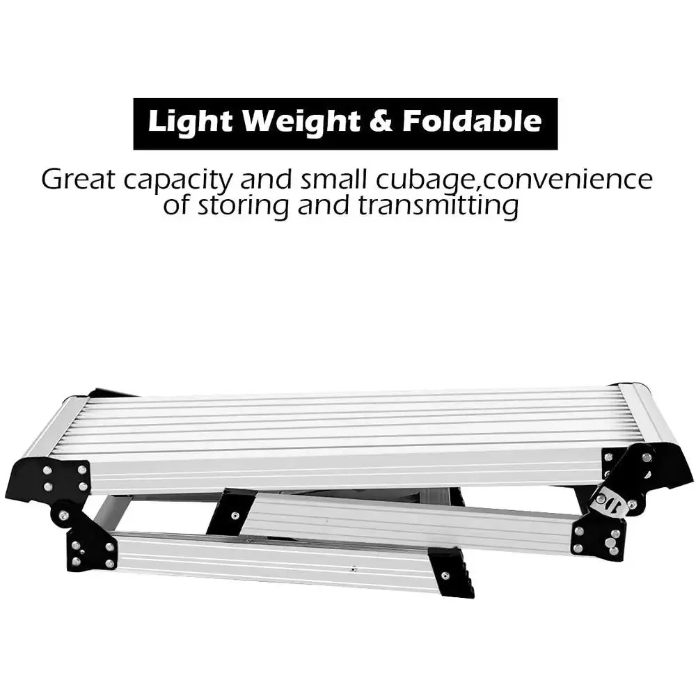 Aluminum Work Platform Foldable Work Bench with Non-Slip Mats Portable Bench Step Ladder Car Wash Step Stool Painting & Washing