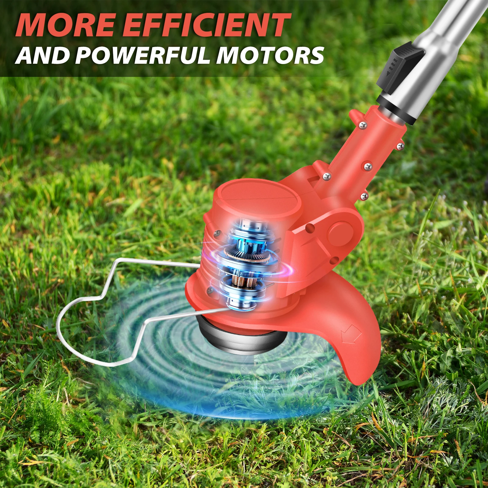 21V Cordless Weed Wacker 3 in 1 Rechargeable Weed Wacker Electric for Lawn Garden Yard,With Battery,Red