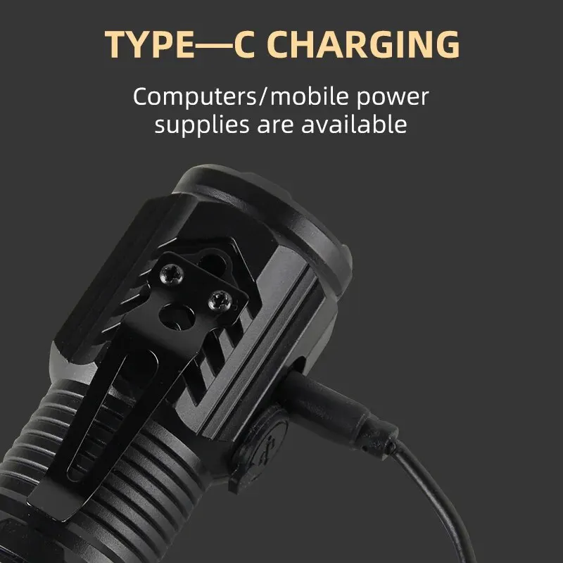 Neue extrem leistungsstarke Taschenlampe 3-Kern-LED-Mini-taktische Taschenlampe USB wiederaufladbare Hochleistungs-LED-Taschenlampe mit Magnet-Handlampe