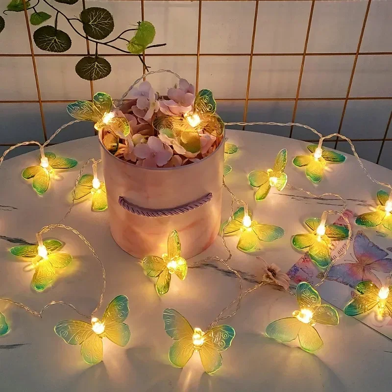 1M 3M LED ผีเสื้อ String ไฟแบตเตอรี่ขับเคลื่อนไฟ Fairy Room Garland ผ้าม่านสาว Xmas Brithday งานแต่งงานตกแต่งบ้าน