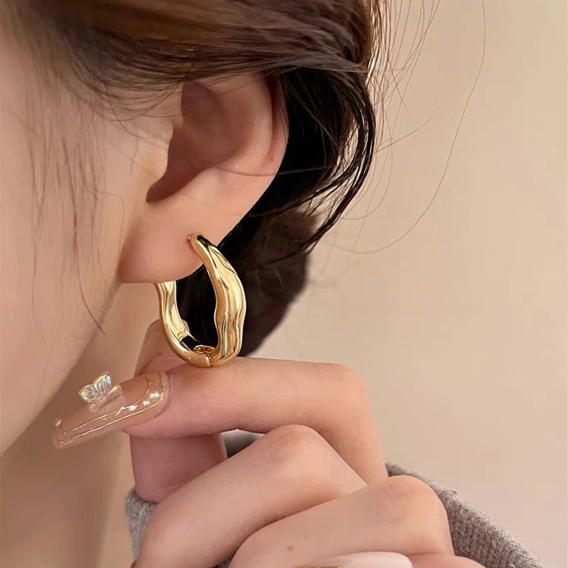2Pcs Irregular Geometric Earrings for Women, New Trendy and Personalized Design Internet Famous Earring With Simple Temperament