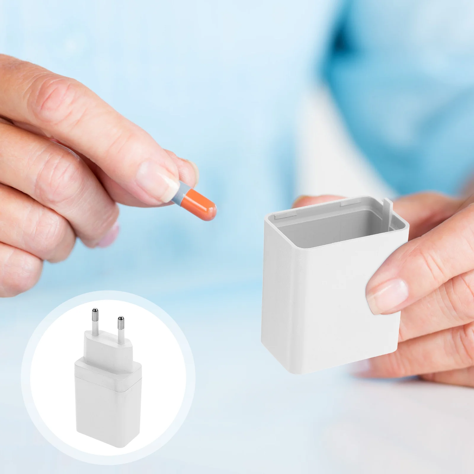 Caja de almacenamiento oculta con enchufe, soporte para pastillas, contenedores ocultos, lugar oculto blanco