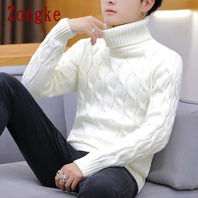 Branco gola alta roupas masculinas camisola de inverno casacos sólidos listrado pulôver masculino gola alta M-2XL 2023 recém chegados
