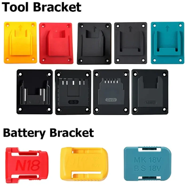Soporte de máquina, estante de almacenamiento de batería para baterías Makita/Bosch/Dewalt/Milwaukee de 14,4 V y 18V, soporte de herramientas de montaje en pared, dispositivos de fijación