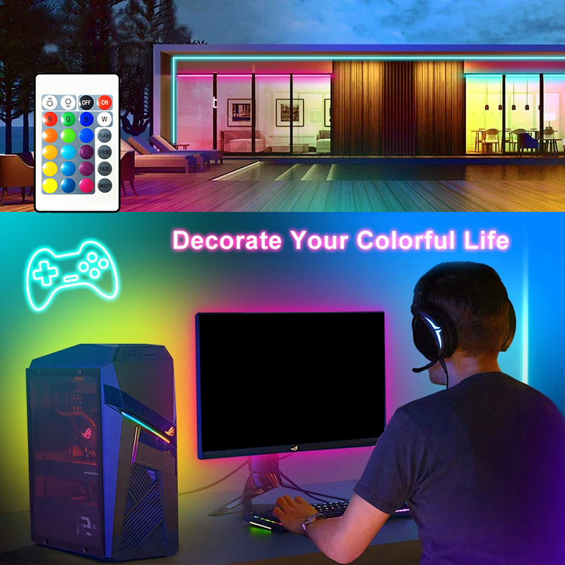 5V RGB LED Neon Strip with Remote Control-USB Waterproof Flexible Neon Lights,RGB Color Changing,Holiday Parties,Home Decoration