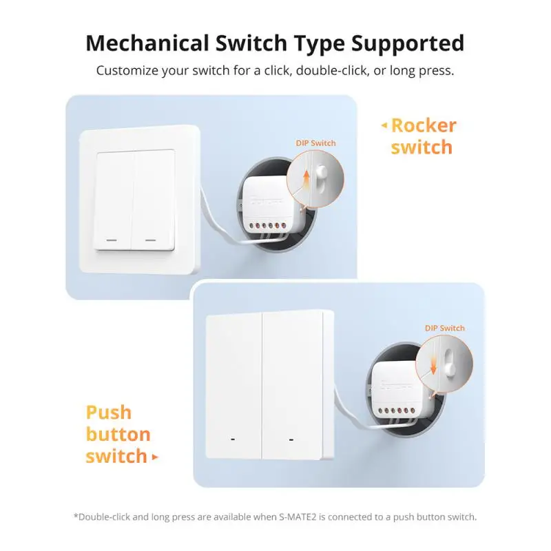 SONOFF S-MATE2 Extreme Switch Mate con batería Control Local trabajo interruptor mecánico compatible con Control remoto EWeLink a través de S-MATE2