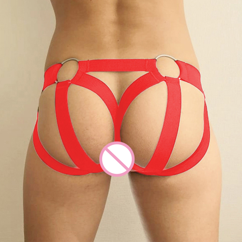 Herren Sexy G String Tangas Erotische Bondage Jockstrap Unterwäsche Bulge Pouch Strap Dessous Aushöhlen O Ring Unterhose Hombre Schwul