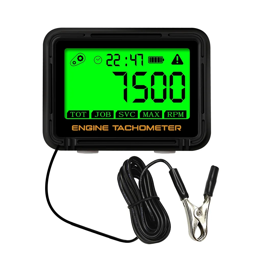 Moto tacômetro digital indutivo svc tot jal medidor de hora do motor backlight rpm reajustável para cortador de grama da motocicleta