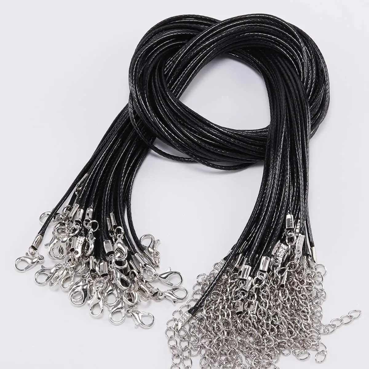 10 ชิ้น/ล็อต Dia 1.5/2 มม. สร้อยคอหนัง Clasp ปรับเชือกถักสําหรับเครื่องประดับ DIY สร้อยคอสร้อยข้อมืออุปกรณ์