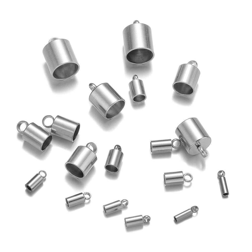 20pcs Stainless Steel Crimp End Caps Leather Cords End Tip Beads Caps PVD Plated Gold Clasps DIY Jewelry Making Finding Supplies