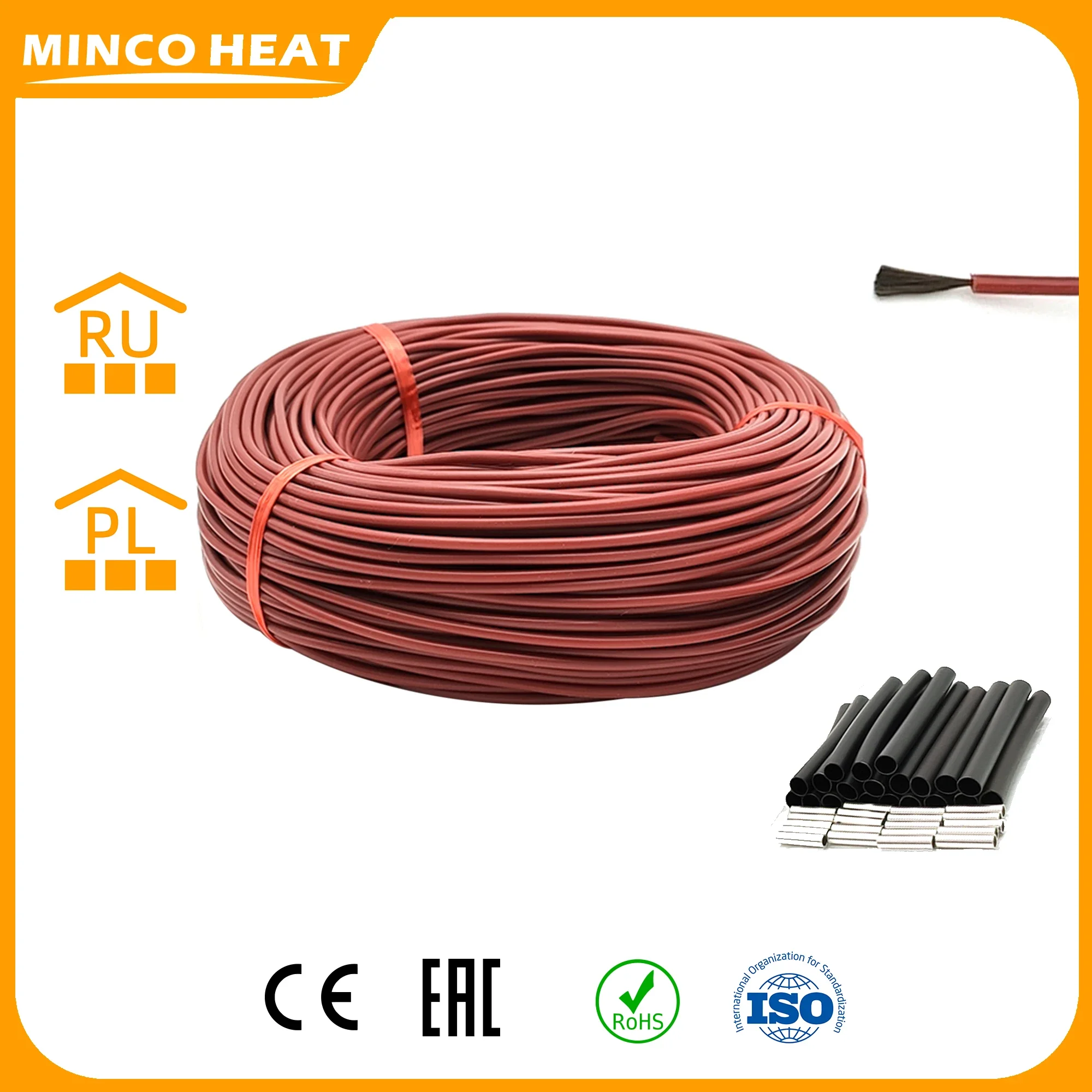 Minco-カーボンファイバー暖房ケーブル,12k,5-200メートル,33オーム/m,赤外線,暖かい床,赤,断熱キット付きのロシアの倉庫