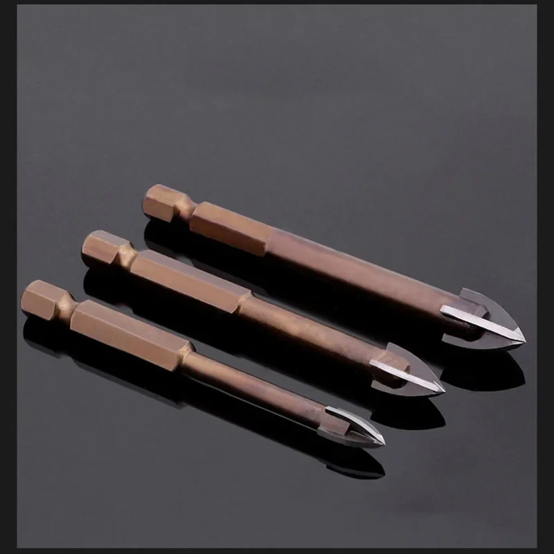 JUSTINLAU Tungsten Carbide Glass Drill Bit Alloy Carbide Point with 4 Cutting Edges Tile & Glass Cross Spear Head Drill Bits