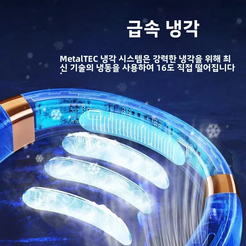 JKUOO 휴대용 목 팬, LED 4 냉각 플레이트가 있는 핸즈프리 블레이드리스 팬, 개인용 팬 4000mAh 배터리 USB 충전식