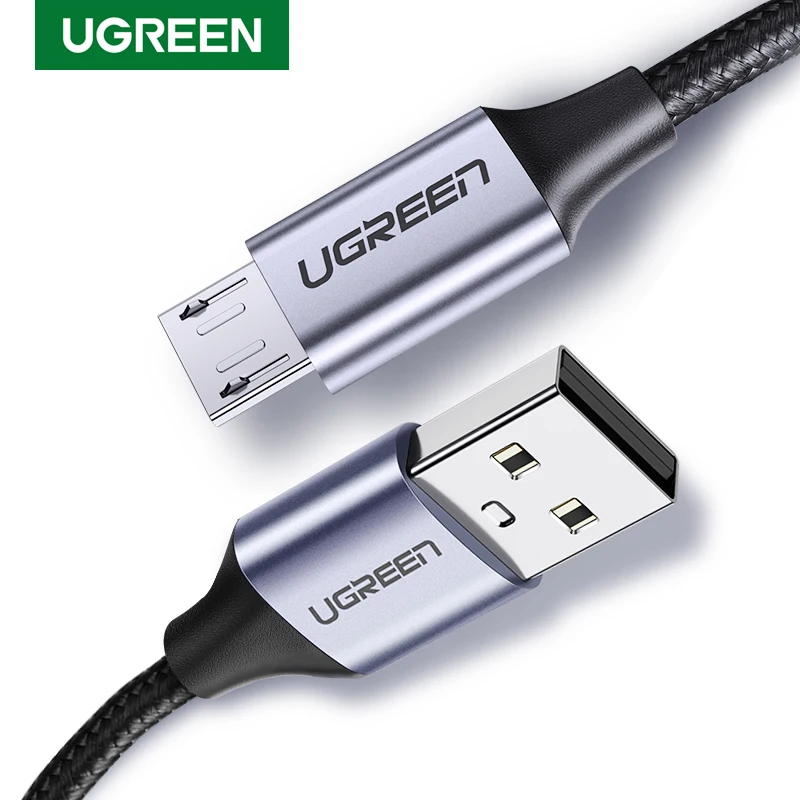 Ugreen-Cable microUSB 3A de carga rápida para móvil, cable de carga USB de nailon para Samsung, Xiaomi, LG, tableta, móvil Android