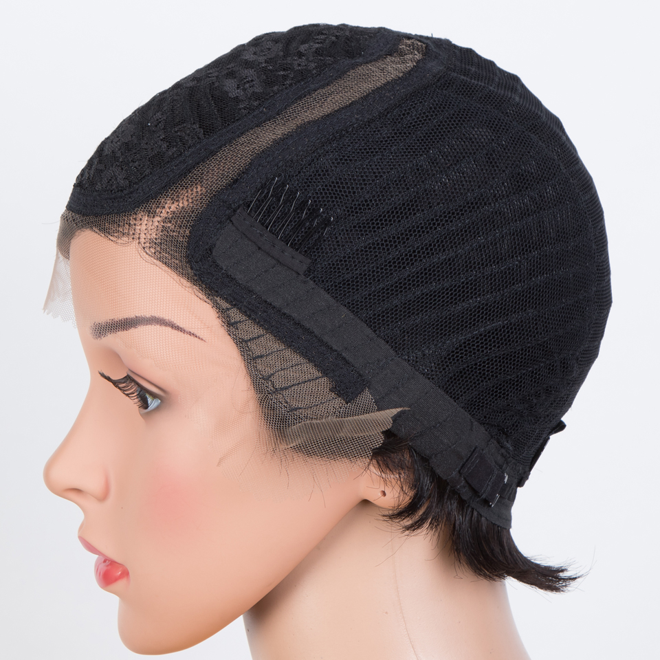 Lekker Clearance Короткие стрижки пикси 13X6x1 C Часть кружева спереди Парики из 100% человеческих волос для женщин Бесклеевые бразильские волосы Remy 613 Парики