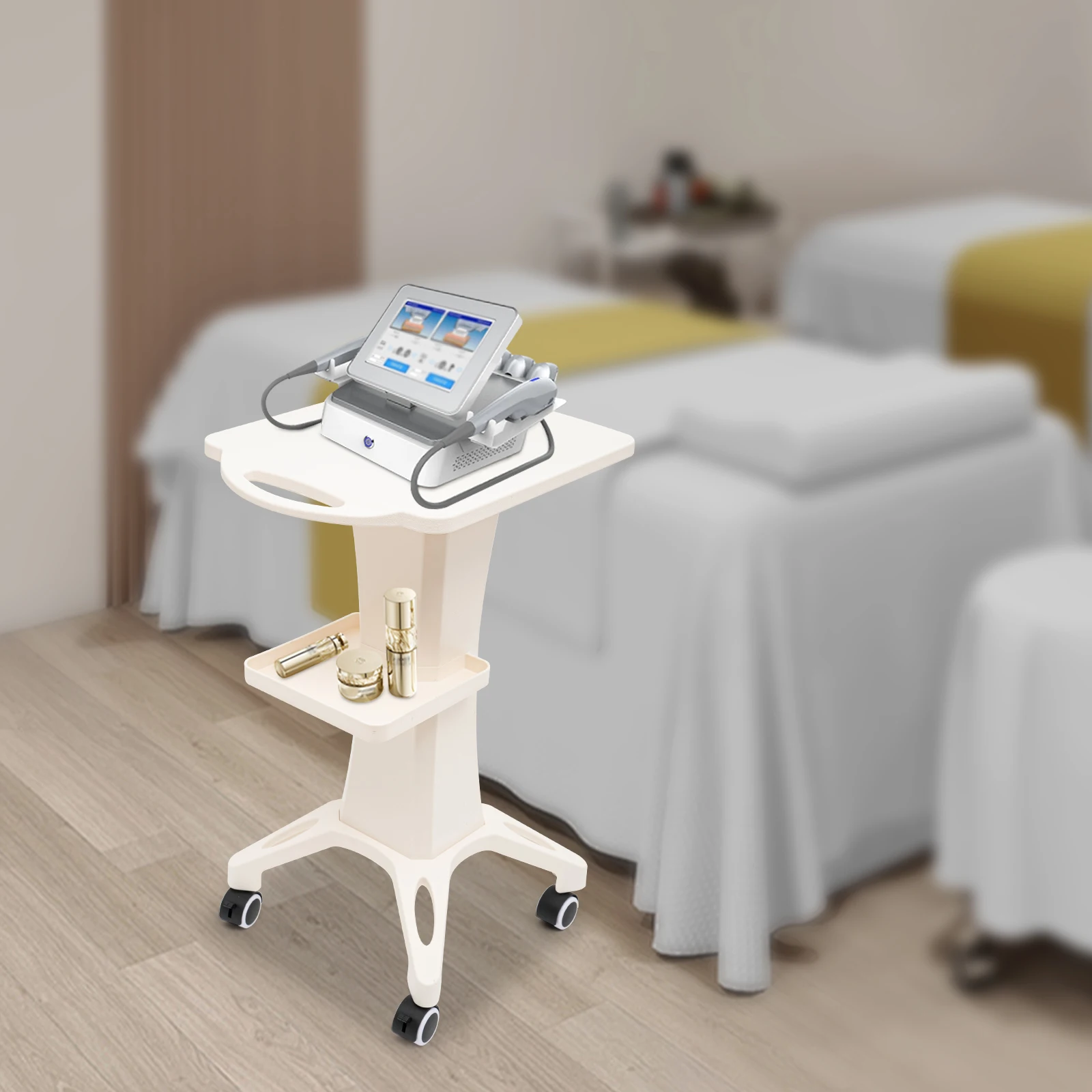 Carrello per strumenti di bellezza Abs addensato ad alta resistenza Aggiungi carrello per merci Scaffale multifunzionale leggero e resistente