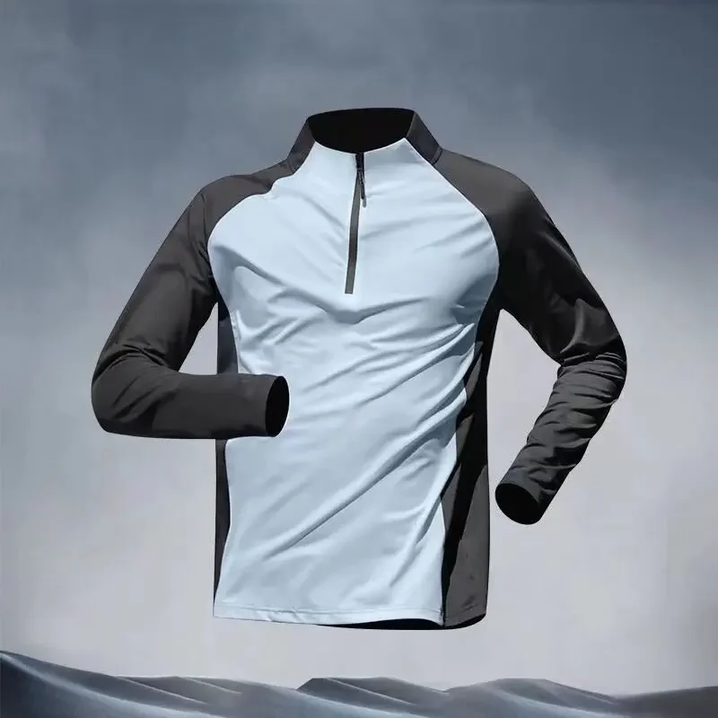 Camiseta deportiva para hombre, ropa deportiva de manga larga para correr, gimnasio, Fitness, Golf, Rashguard, camisa de compresión de secado rápido, verano 2024