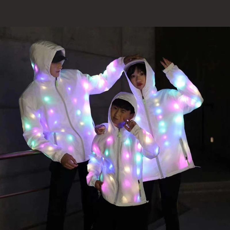 Cool led lights clothes lumnious jacket with led lights Rave performance Dress for dancing man women night running led costume