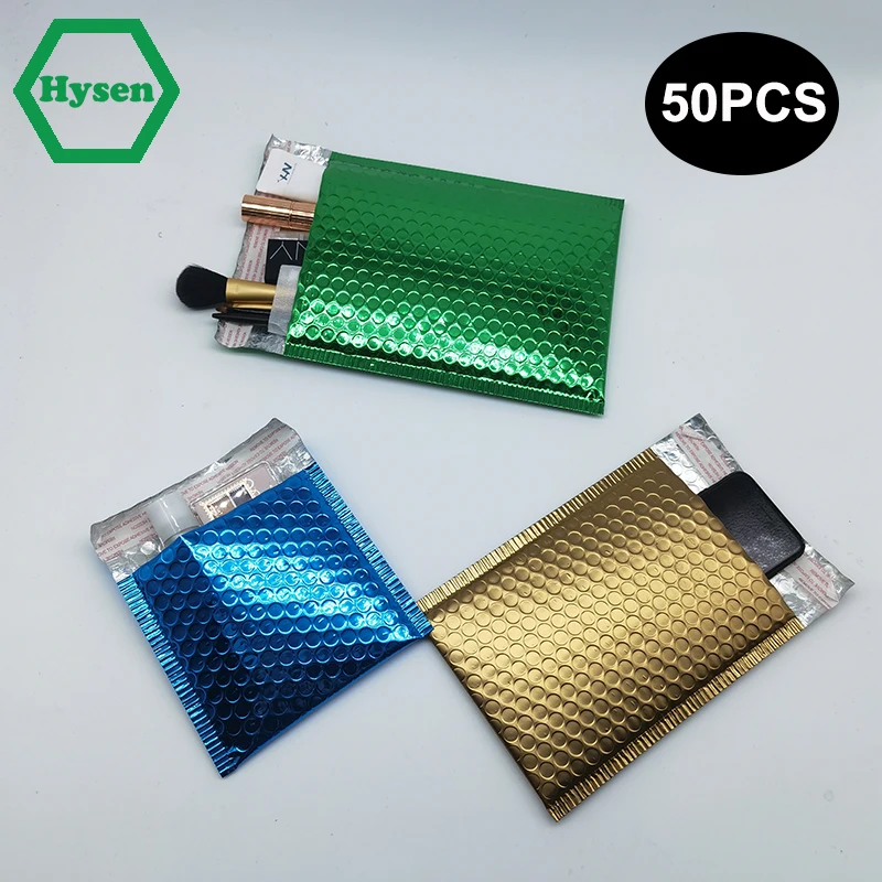 Hysen Großhandel 50Pcs Blase Werbungen Aufgefüllte Umschläge Für Business Mailing Geschenk Blau/Gold/Grün Verschiffen Verpackung Taschen