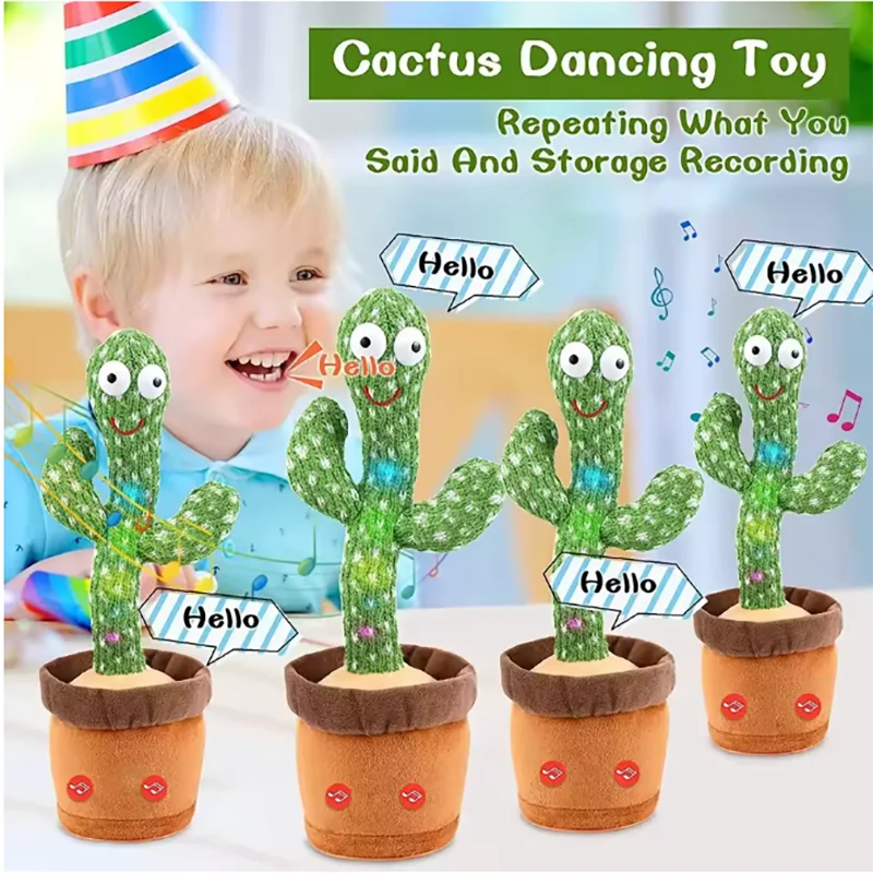 Juguete de peluche electrónico para decoración del hogar para niños, regalos de Navidad, Cactus parlante bailando, juguetes para bebés, niños y niñas, 1 ud.