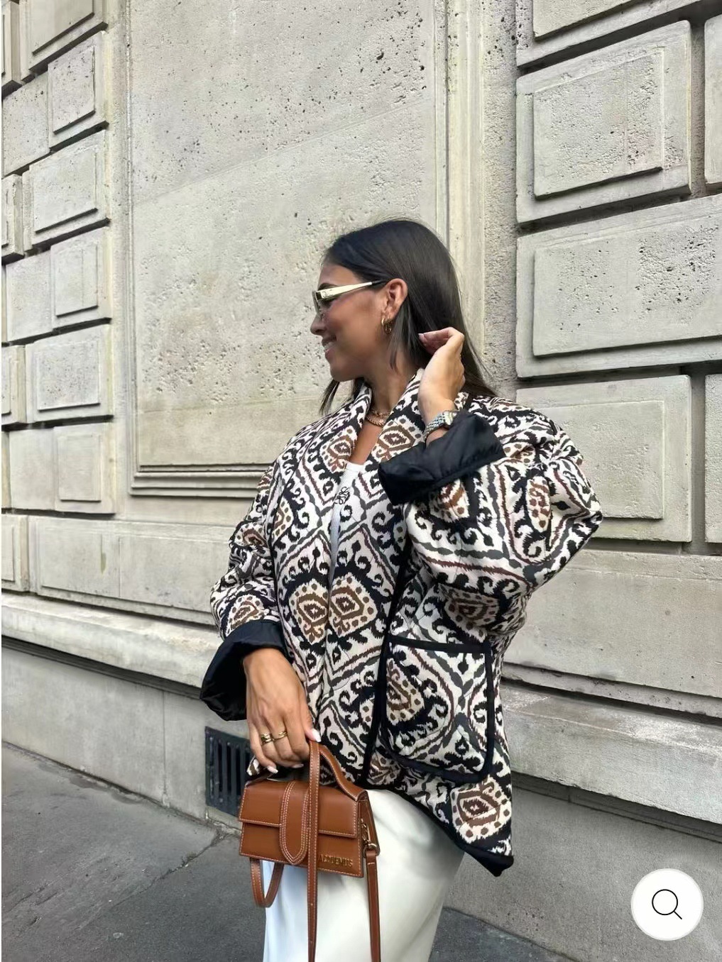 Impressão solta algodão cardigan casaco 2025 nova moda casual versátil outono/inverno novo produto feminino