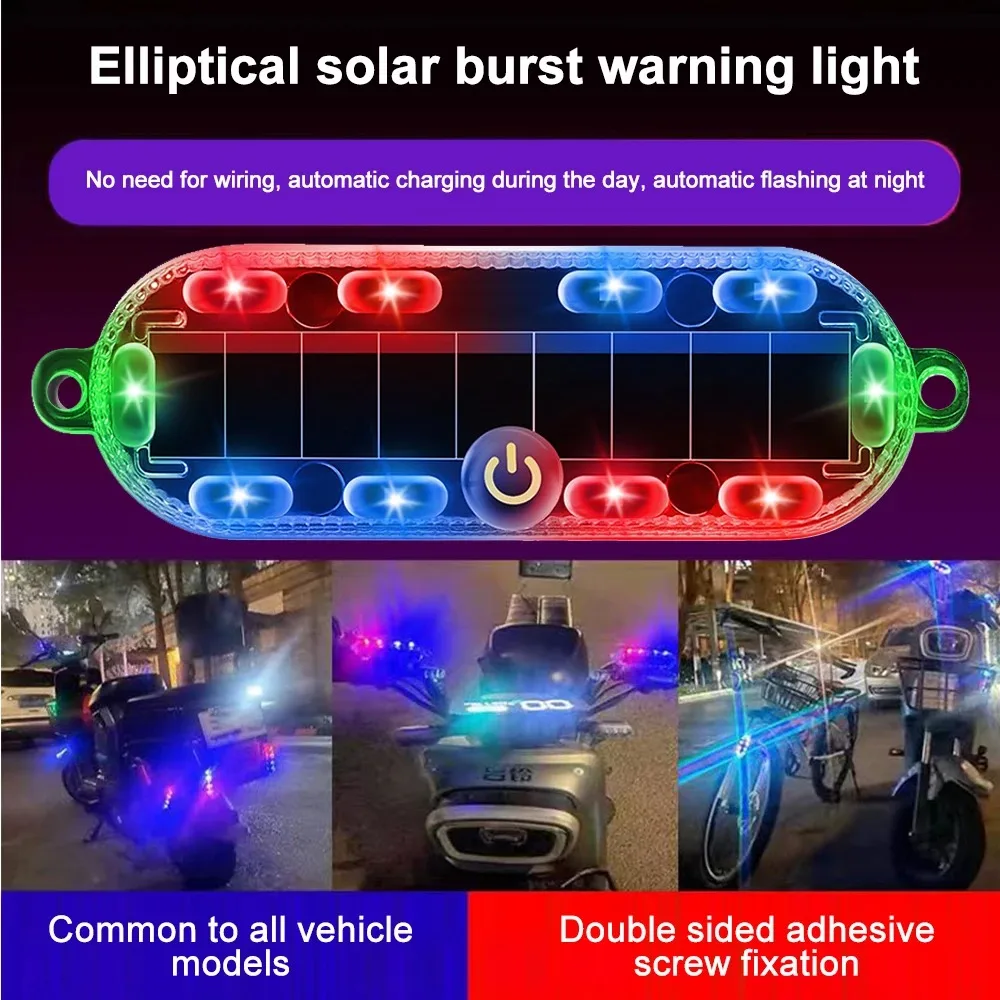 Carro solar de carregamento-livre anti-colisão traseira e luz de segurança à prova de explosão luz traseira de freio de motocicleta luz de flash modificada
