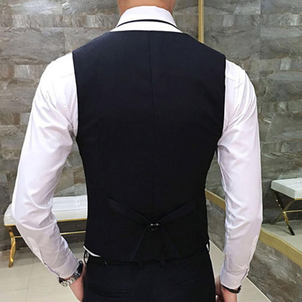 Chaleco Formal suave para hombres, chaleco sin mangas con bolsillo de un solo pecho, chaleco de traje negro clásico, chaleco de boda de negocios, camiseta sin mangas
