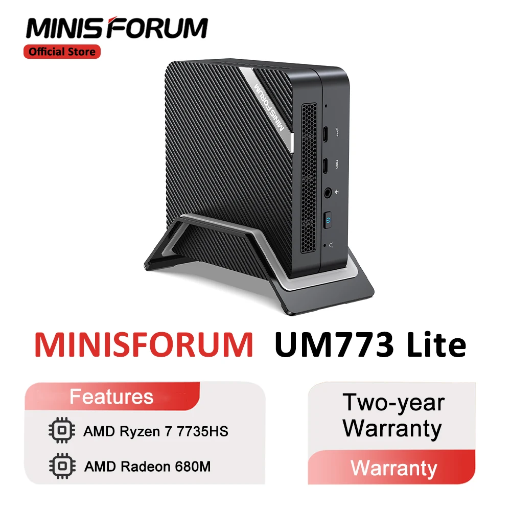 Minisforum UM773 Lite Mini PC AMD Ryzen 7 7735HS Mini Computer Windows 11 DDR5 32GB 1TB SSD USB4 Barebone Desktop Mini PC Gaming
