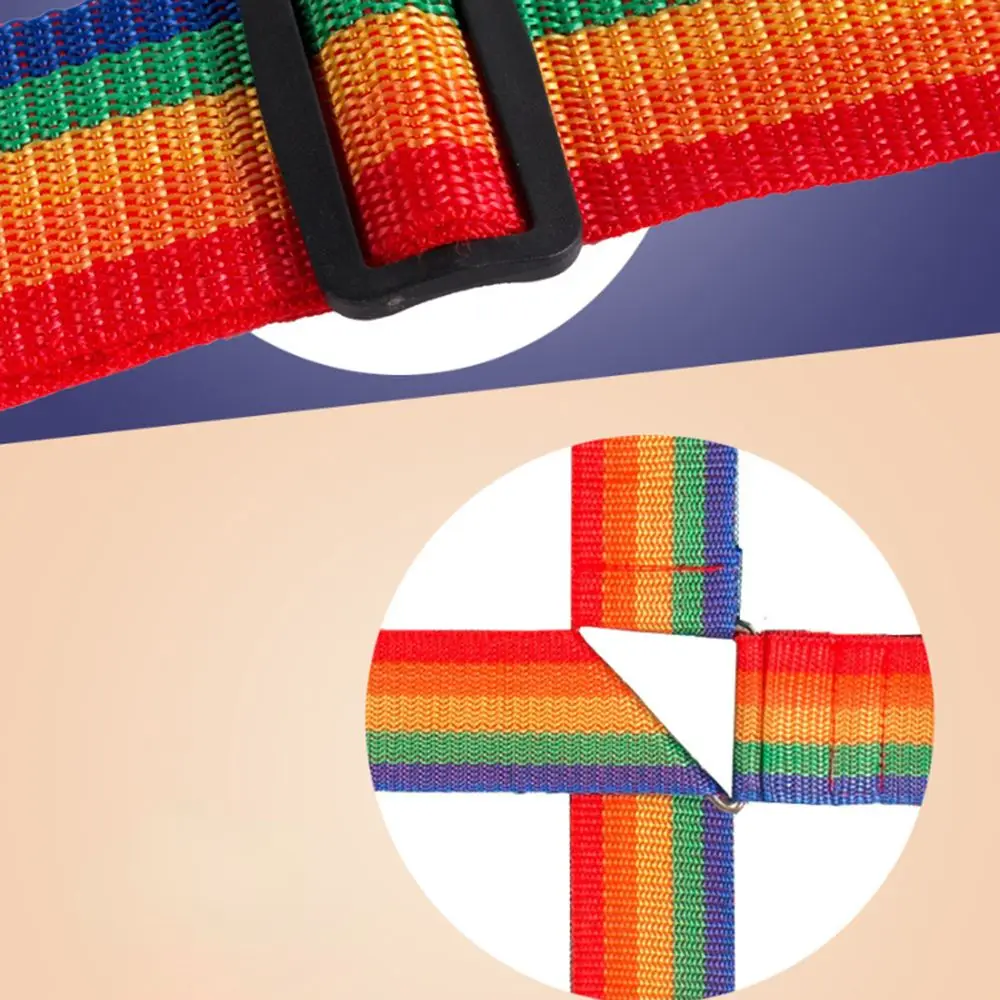 Correa con hebilla para equipaje, cinturón cruzado, embalaje, accesorios de viaje ajustables, correa con hebilla para maleta, cinturones de embalaje para equipaje de arcoíris
