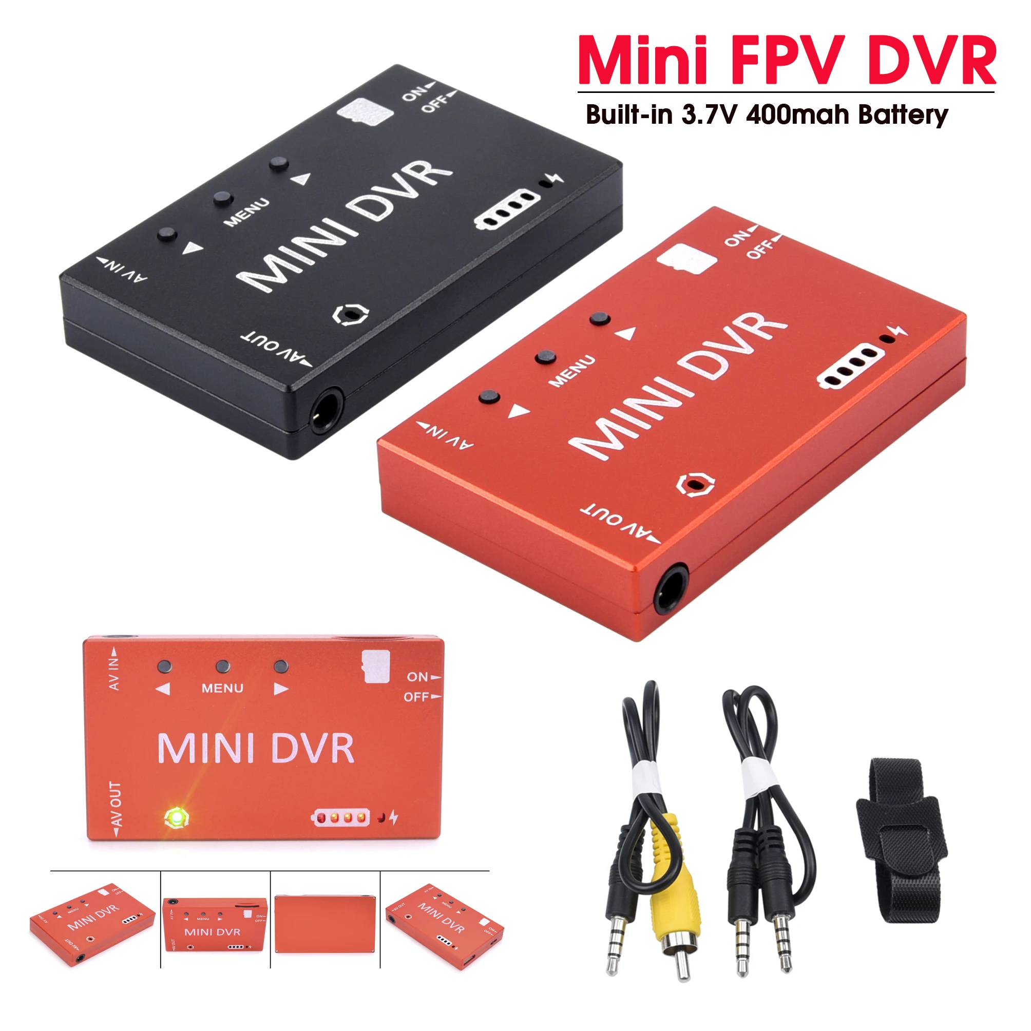 Mini FPV DVR เครื่องบันทึกเสียงวิดีโอในตัว 3.7V 400mah แบตเตอรี่สําหรับ FPV RC Multicopters VR Goggle Monitor