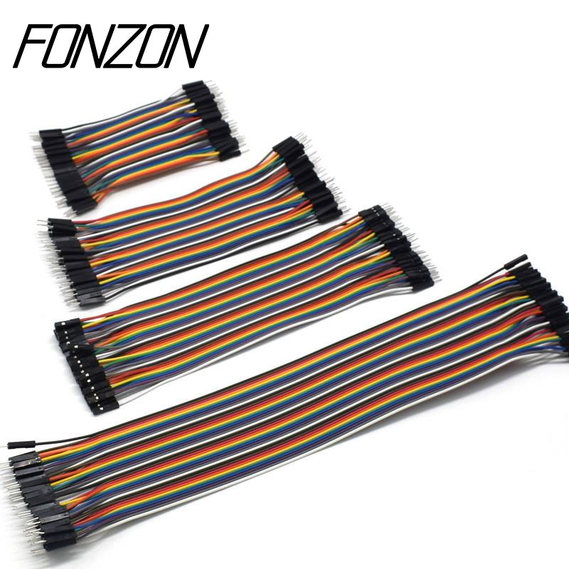 Cables de puente para placa de pruebas, 10-40cm, 10-40 pines, longitud opcional, Kit surtido de cables Dupont, Cables de cinta multicolores hembra a macho
