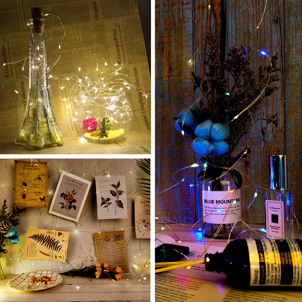 10 M/20 M LED USB/แบตเตอรี่ทองแดงไฟ Fairy Christmas Garland รีโมทคอนโทรล String โคมไฟสําหรับงานแต่งงาน Camping Home Dec