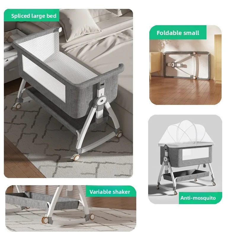 Cuna multifuncional dos en uno, mesa para pañales extraíble, cesta para dormir portátil plegable