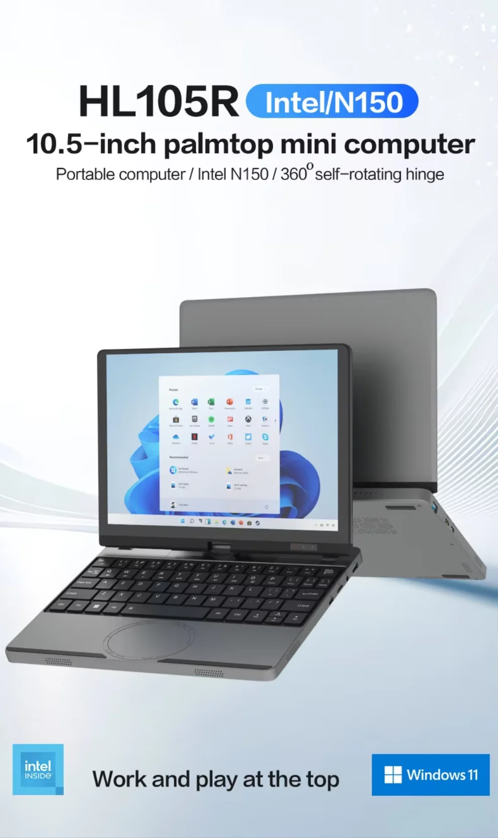 12th Gen Intel Alder Lake N150 Mini Gaming Laptop 10.5inch Touch Screen 16G/32G 512GB 1TB Windows 11 Notebook Tablet PC 2 in 1