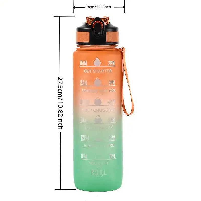 大容量アウトドアスポーツプラスチックカップ、グラデーションカラー、真空ノズル、スペースカップ、1000ml