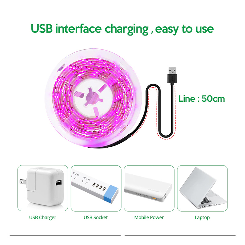 5v usb led planta crescer luz espectro completo phyto lâmpada 1m 2m 3m tira para sementes flor estufa tenda plantas hidropônicas iluminação