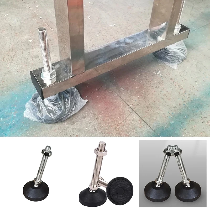 4pcs M8 M10 M12 M16 ประเภทด้ายฐานหมุนปรับขาโต๊ะ Leveling ฟุต Articulating Leveling ขาเฟอร์นิเจอร์สนับสนุนขา