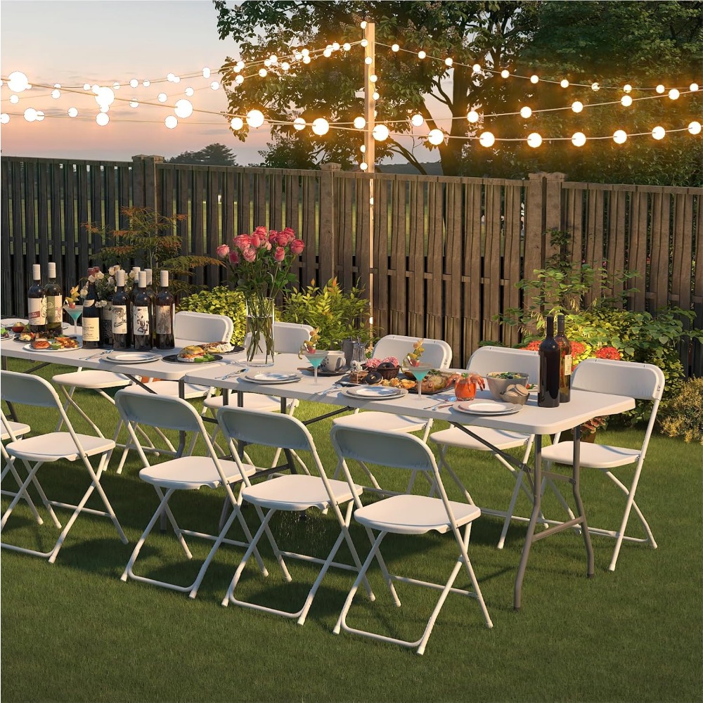 20 Pack White Folding Chairs, Plastic Folding Chairs Outdoor Indoor, 350lb Capacity,Portable Event Chair, Lightweight Folding Ch