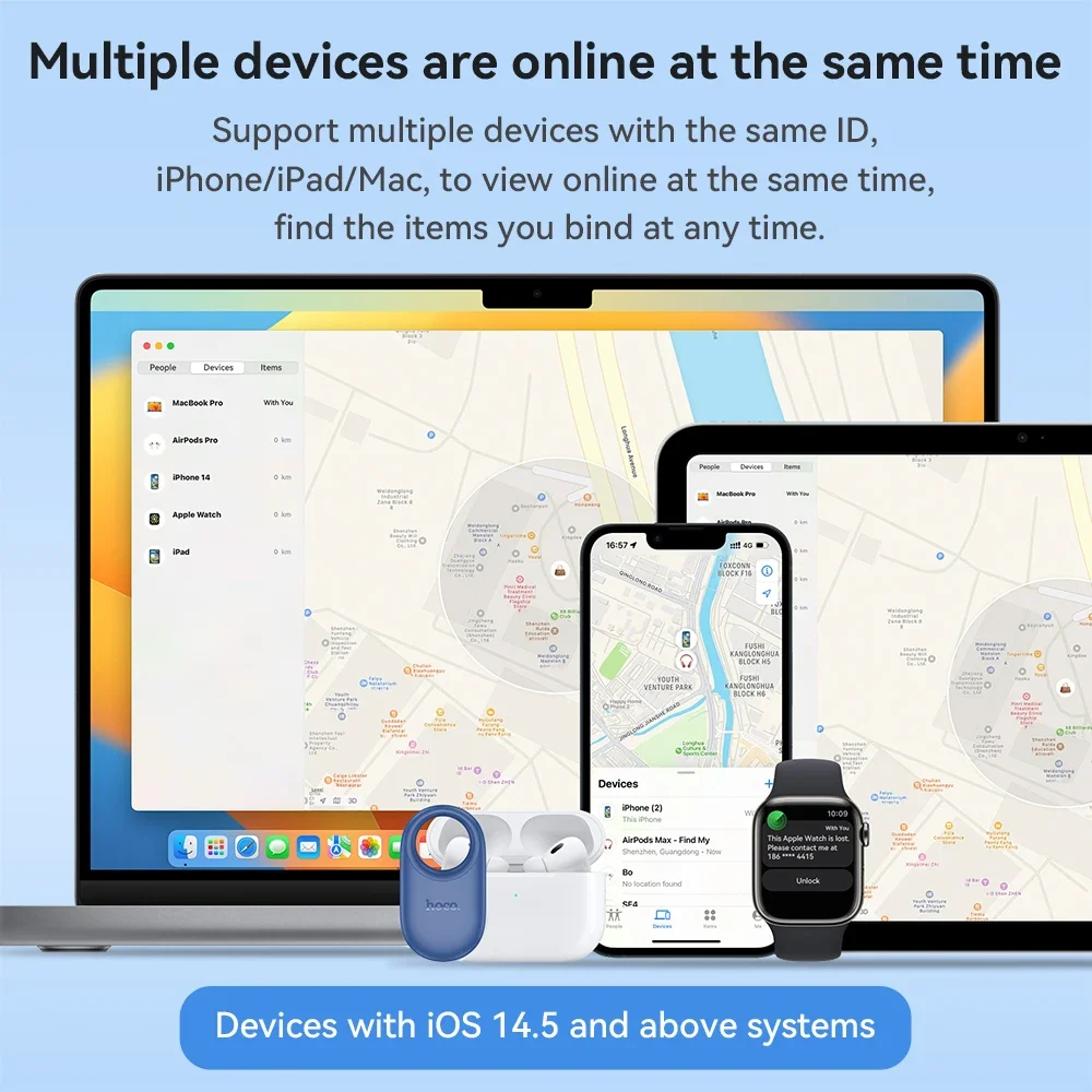 E94 Mini Smart GPS трекер, совместимый с iOS Apple Find My APP, анти-потерянное напоминание, локатор с рейтингом MFI для автомобильных ключей, домашних животных, детей