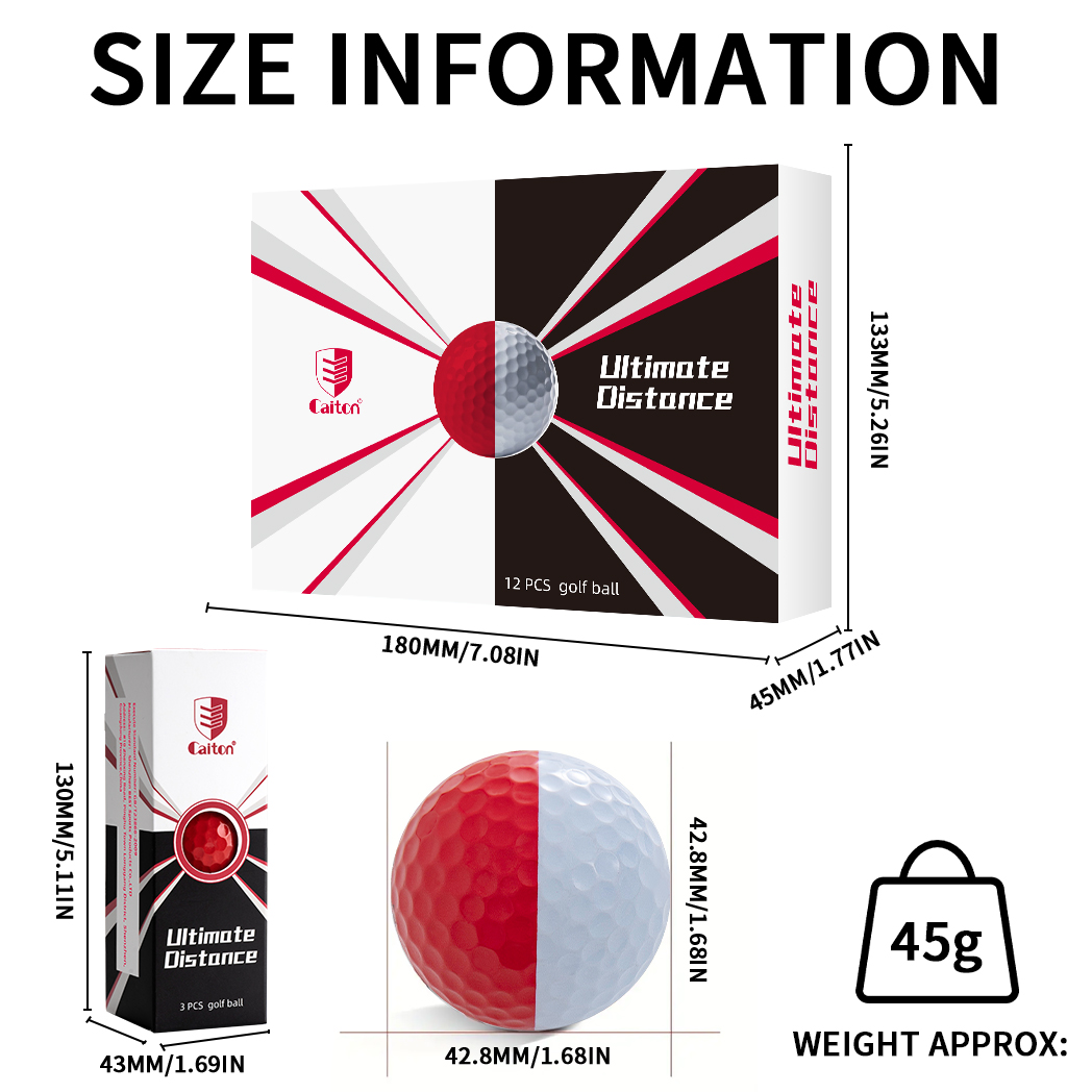 Citonハイリバウンドプロゴルフボール、プロの競技用制御、遊びが簡単、長い距離、3層、12個、6個、3個