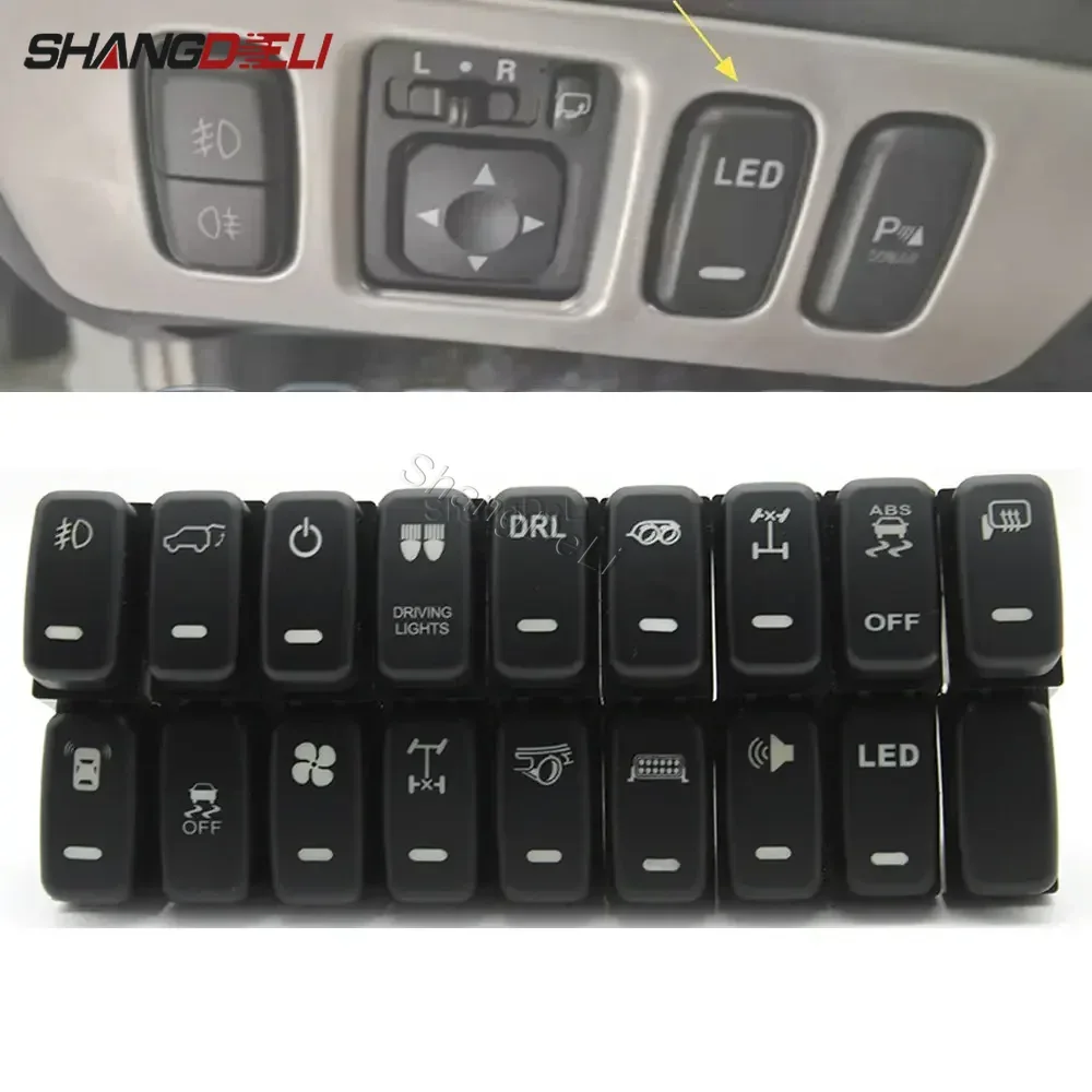 1 Máy Tính Cho Mitsubishi Pajero V73 V93 V97 LancerX Đỏ LED Phím Chuyển Đổi Sương Mù Ban Ngày Đèn DRL Công Tắc nút