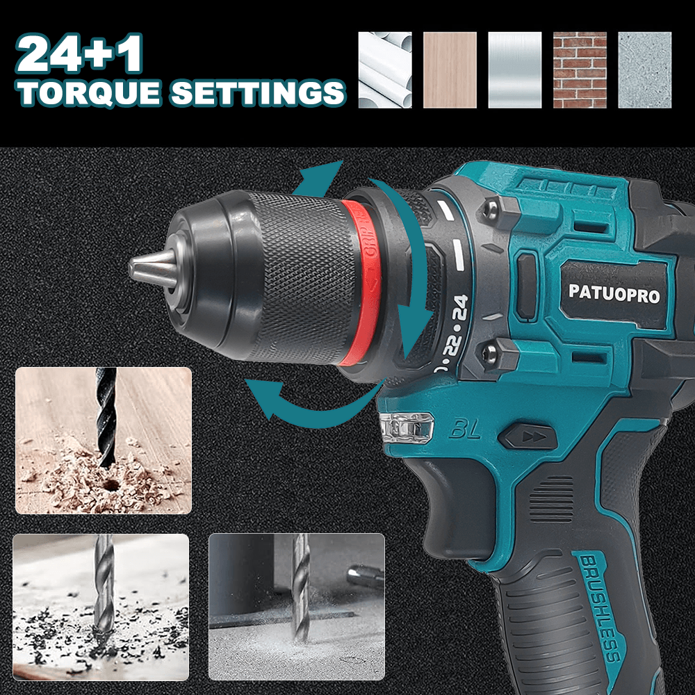 Taladro eléctrico sin escobillas de 10mm, taladro inalámbrico autoblocante de 2 velocidades, destornillador, herramientas eléctricas de torsión de 60-100Nm para batería Makita de 18V
