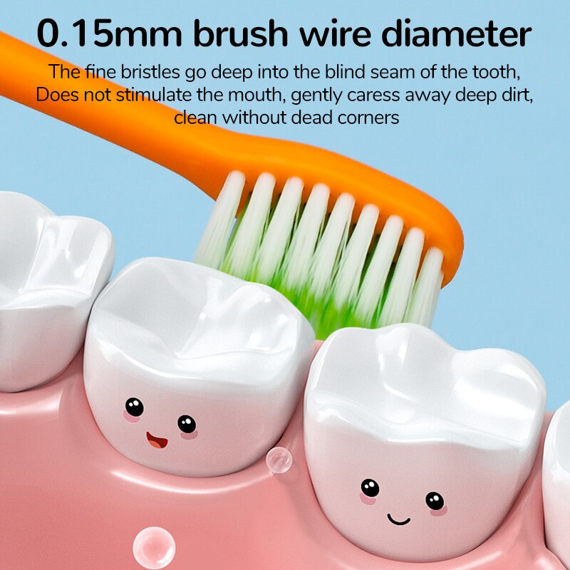 แปรงสีฟันเด็ก4ชิ้นแปรงสีฟันลายแครอทการ์ตูนสำหรับเด็กทารกและเด็กวัยหัดเดินแปรงสีฟันสำหรับเด็ก2-12ปี