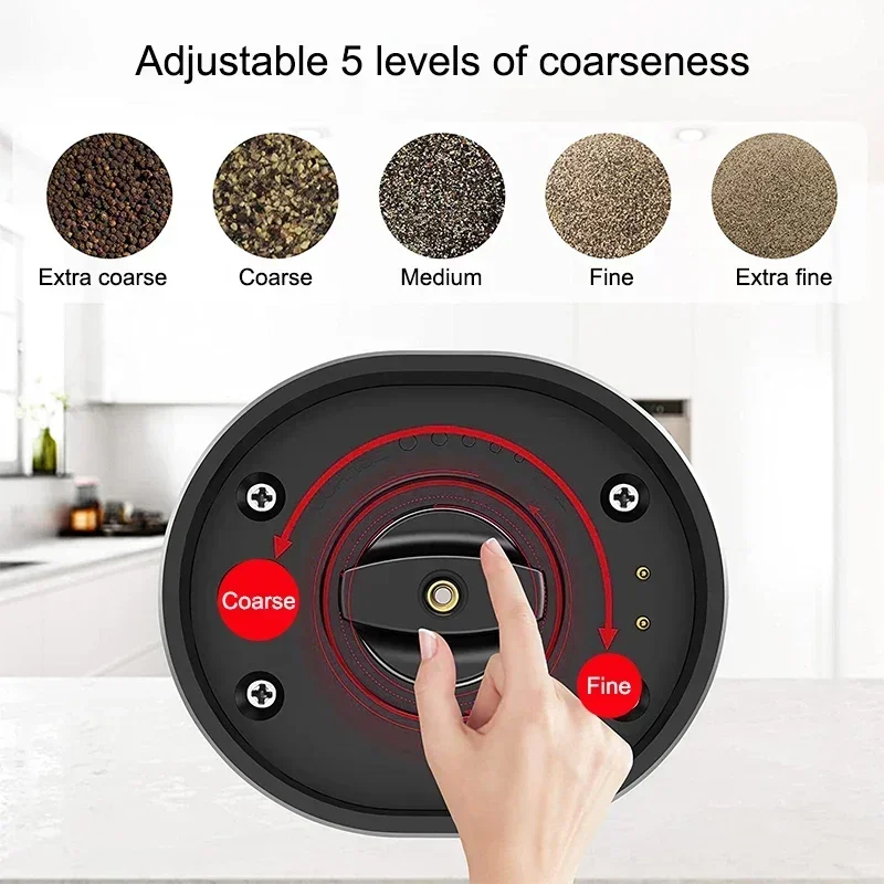 USB Rechargeable Electric Salt Pepper Grinder With Adjustable Roughness Freshly Ground Pepper Pepper Powder Grinder kitchen Tool