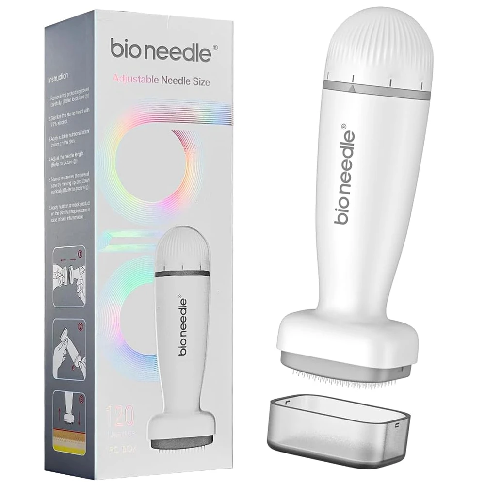 120pin Bio Derma Stempel Roller Einstellen Nadel Derma Mikronadel Stift für Bart Haar Wachstum Microneedling Dermaroller System