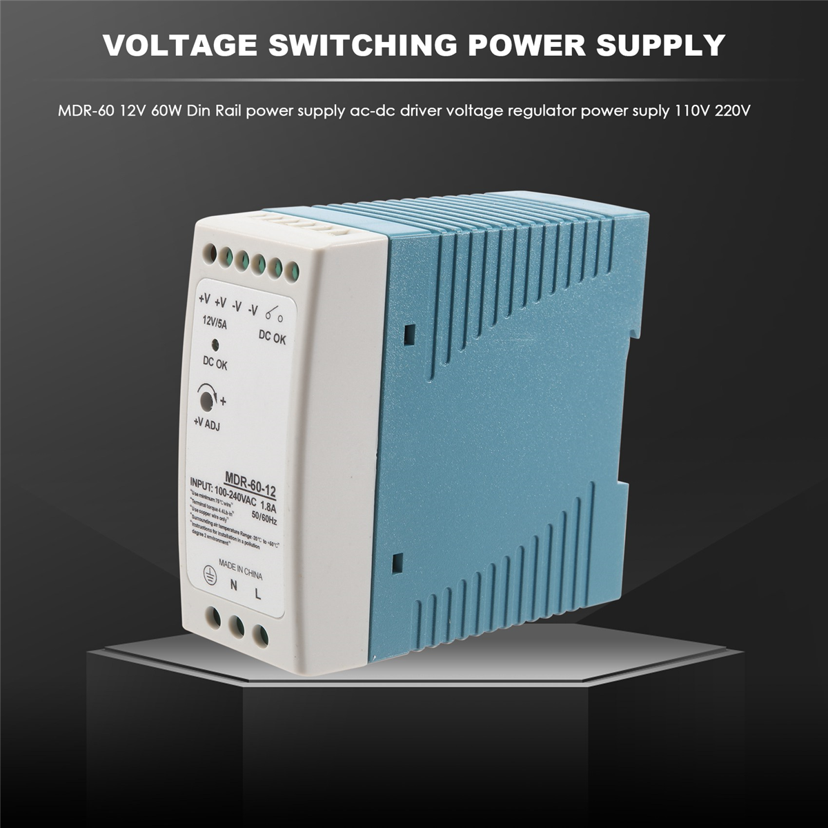 BABQ MDR-60 12V 60W DIN-Schienen-Netzteil AC-DC-Treiber Spannungsregler Netzteil 110V 220V