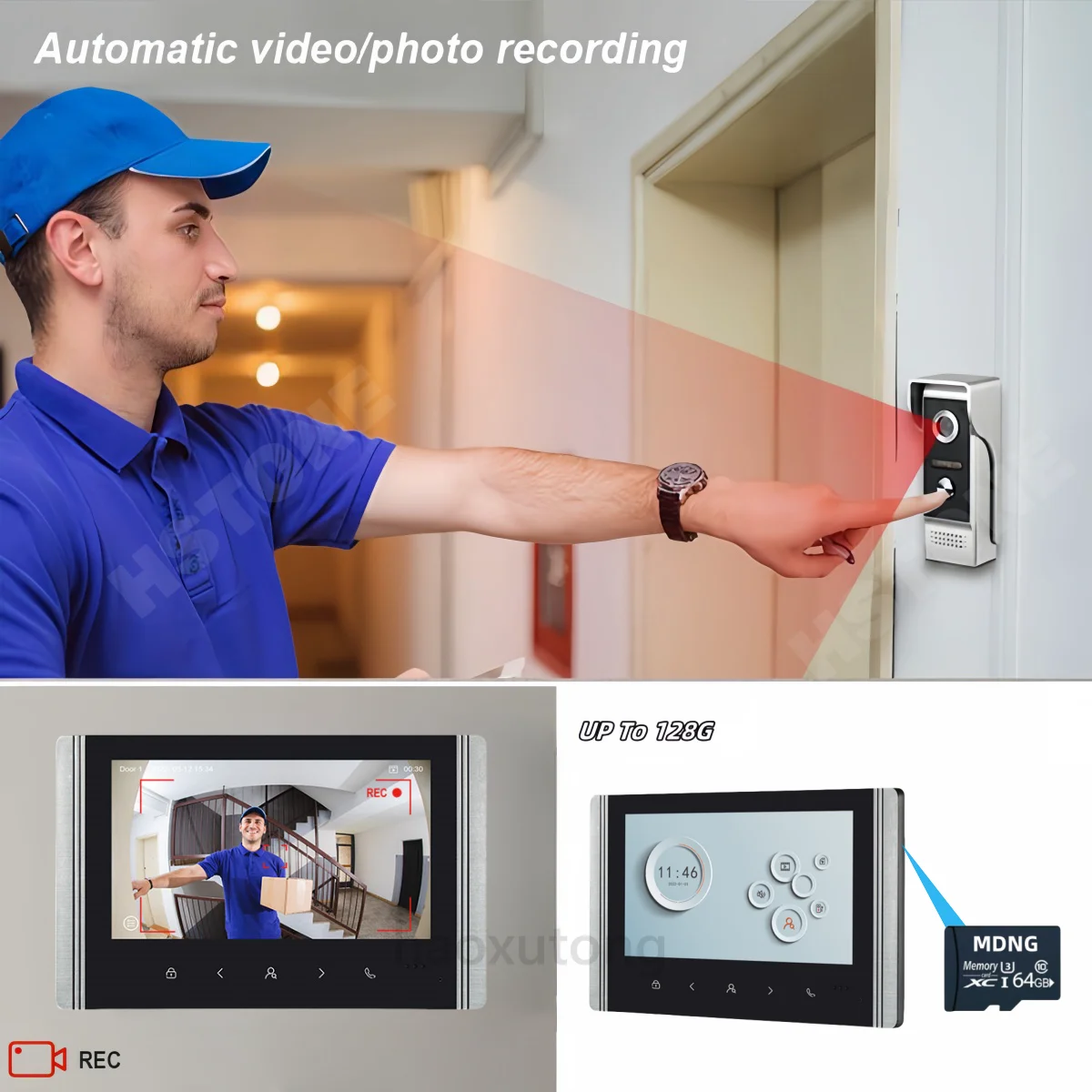 7 Polegada com fio vídeo campainha intercom 800tvl à prova dwaterproof água ao ar livre câmera hd ip55 interfone sistemas para casa apartamento