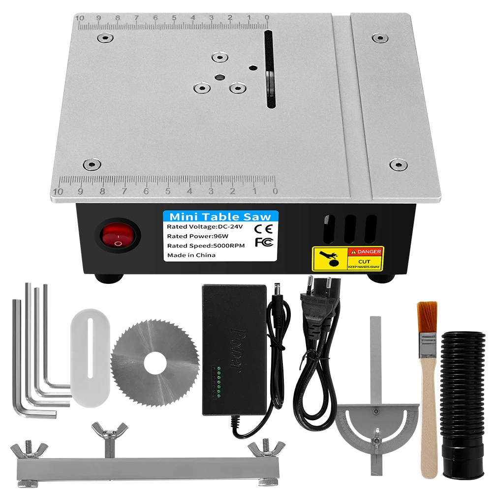 Mini serra de mesa diy, 96w, 5000rpm, máquina de corte compacta para pcb, madeira, acrílico, alumínio com velocidade ajustável, tomada ue/eua ﻿